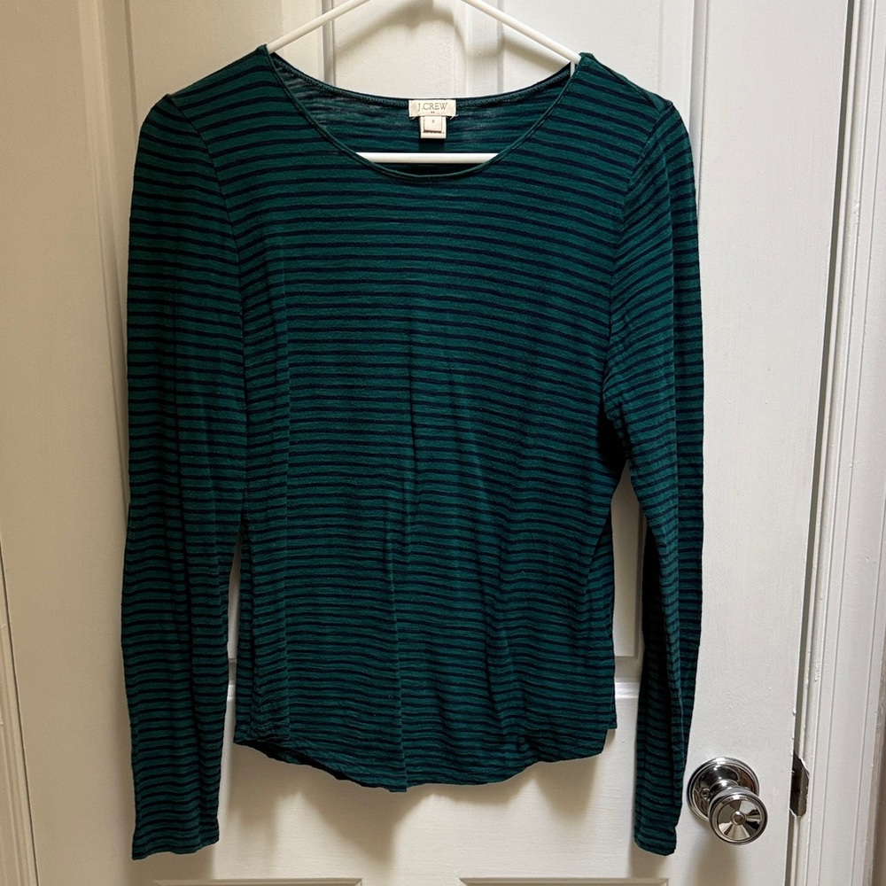 J. Crew women’s green striped long sleeve